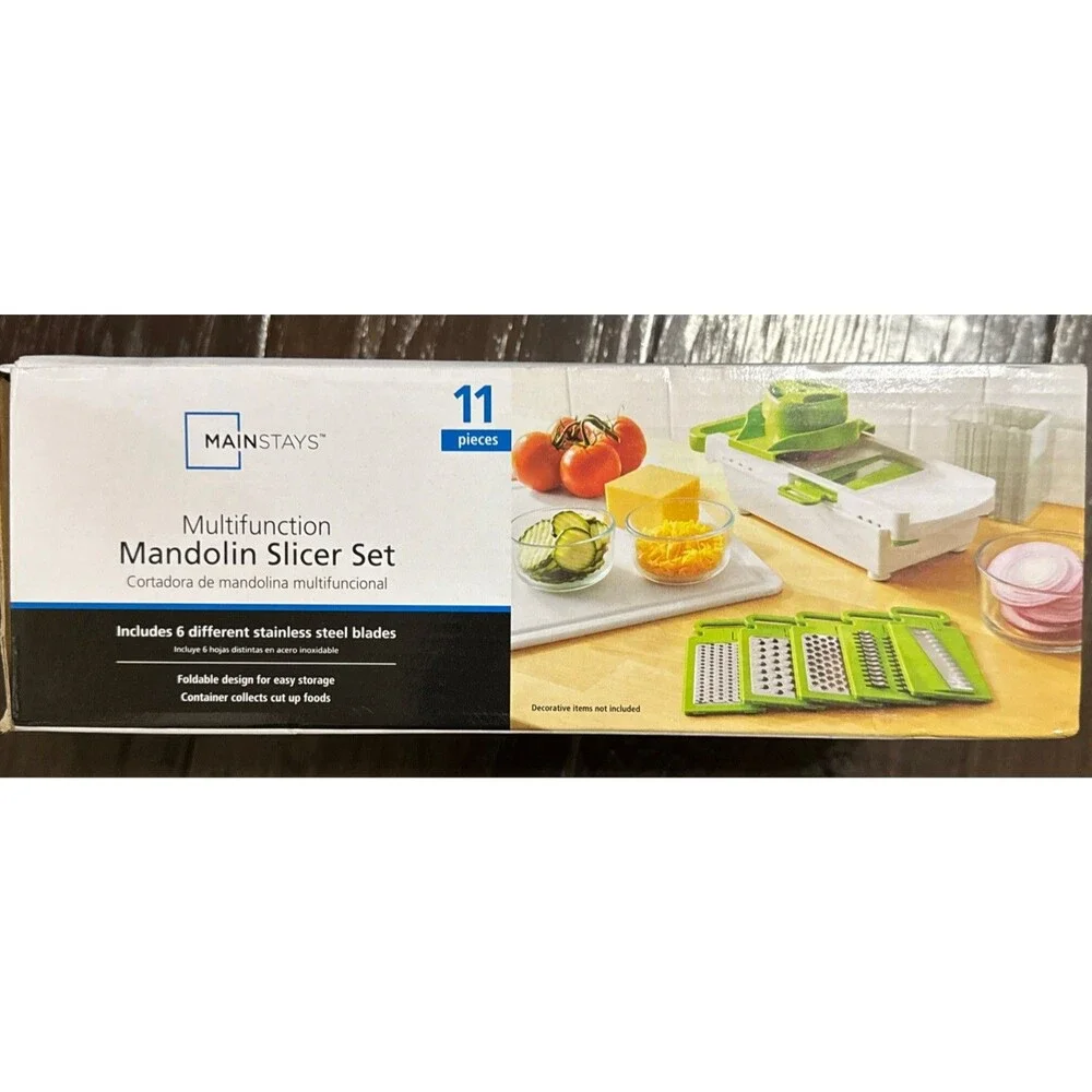 Mainstays Multi-Function Mandolin Slicer Set 11 Pieces Stainless Steel Blades